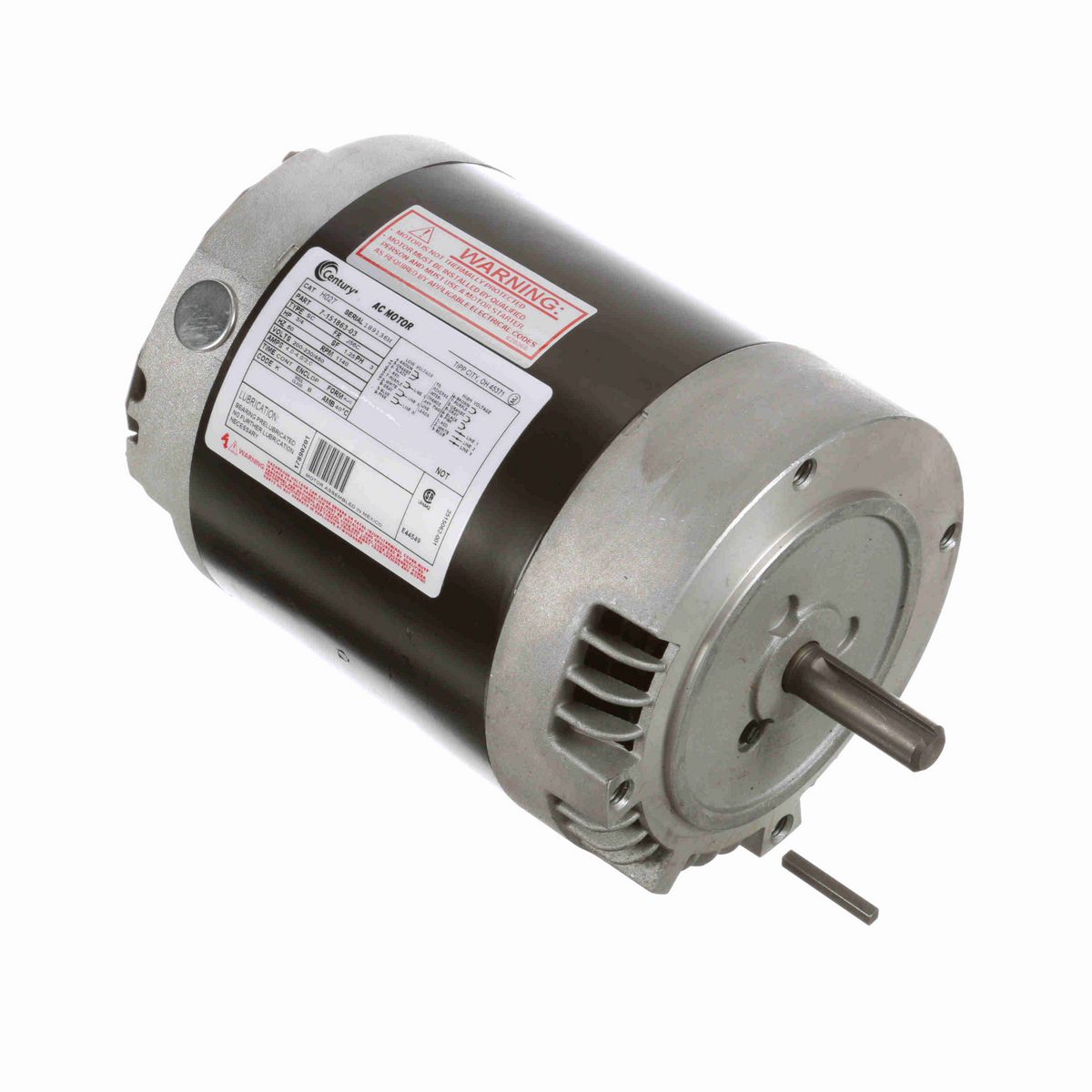 Century General Purpose Motor, 3/4 HP, 3 Ph, 60 Hz, 200-230/460 V, 1200 RPM, J56C Frame, DP - H027