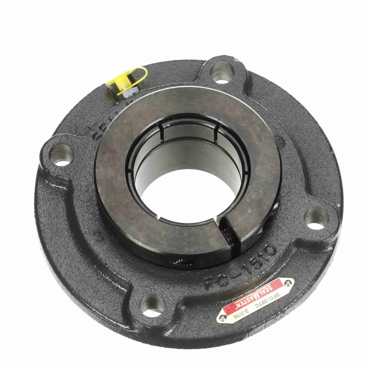 Sealmaster Mounted Cast Iron Flange Cartridge Ball Bearing - 52100 Bearing Steel, Black Oxided - Concentric Lock - SFC-39TC