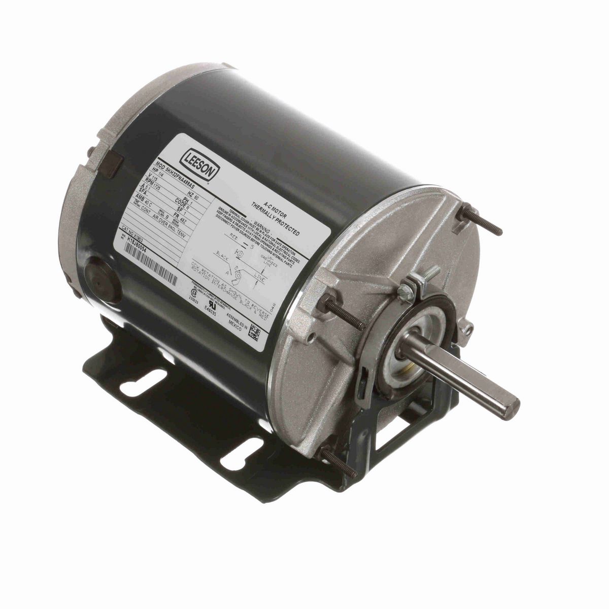 LEESON General Purpose Farm Duty Motor, 0.25 HP, 1 Ph, 60 Hz, 115 V, 1800 RPM, 48Z Frame, TENV - X1903