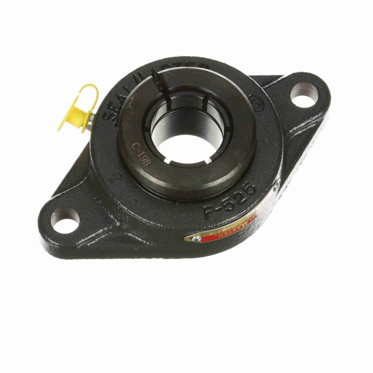 Sealmaster Mounted Cast Iron Two Bolt Flange Ball Bearing - 52100 Bearing Steel, Black Oxided - Concentric Lock - SFT-19TC