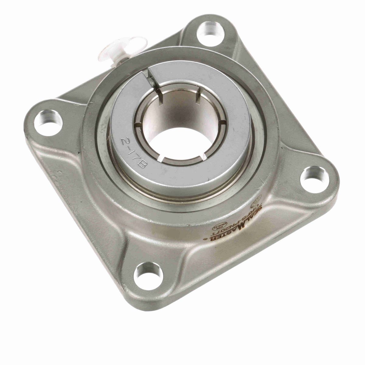 Sealmaster Mounted Stainless Steel Four Bolt Flange Ball Bearing - 52100 Bearing Steel, Phosphorus Nickel Coated - Concentric Lock - Corrosion Resistant - CRFS-PN207T