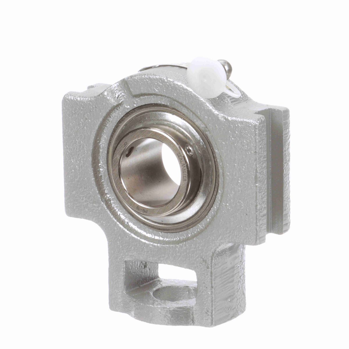 Sealmaster Mounted Flouropolymer Coated Cast Iron Wide Slot Take Up Ball Bearing - 52100 Bearing Steel, Phosphorus Nickel Coated - Setscrew Lock - Corrosion Resistant - CRSTF-PN19