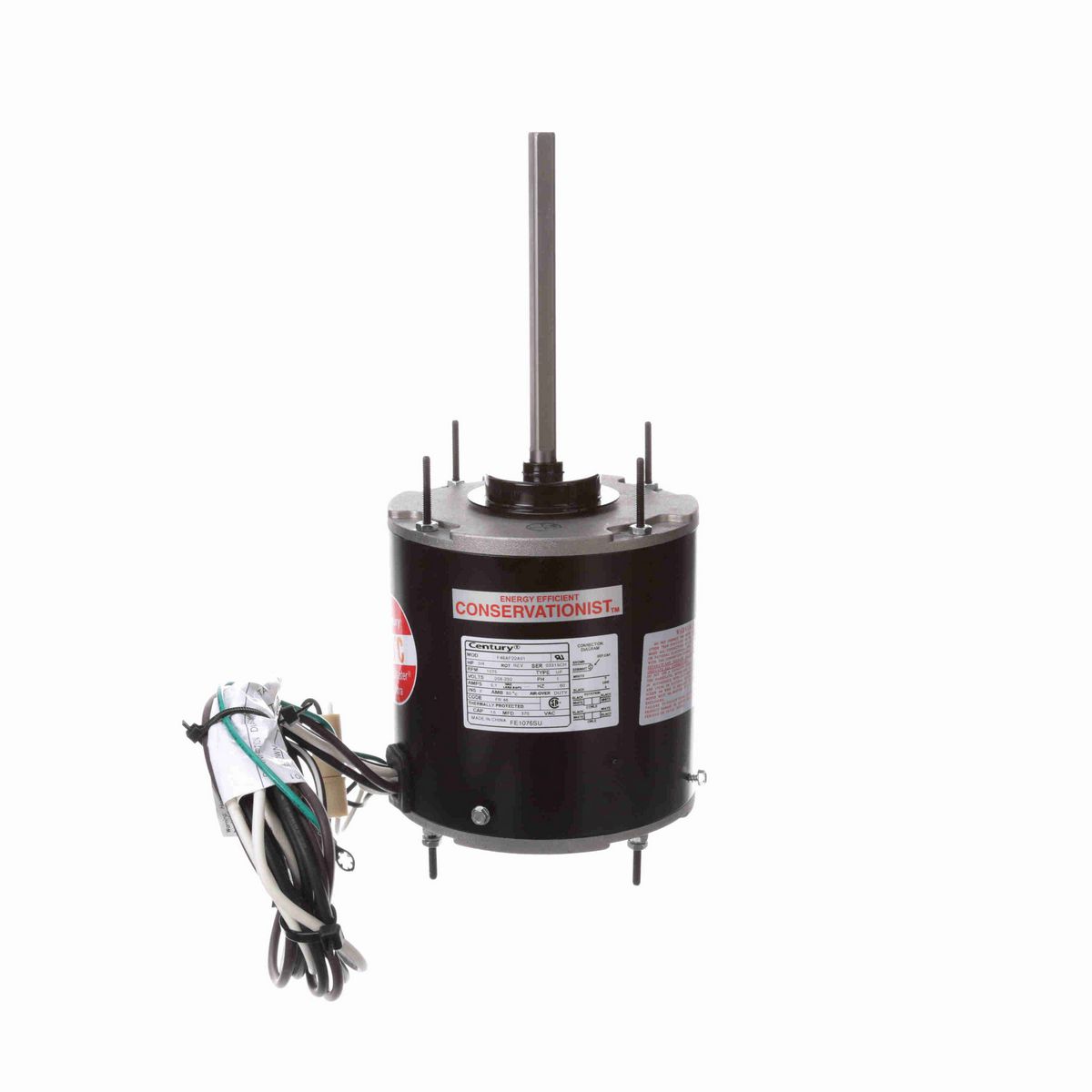 Century HEATMASTER® ULTRA Condenser Fan Motor, 3/4 HP, 1 Ph, 60 Hz, 230 V, 1075 RPM, 1 Speed, 48 Frame, TEAO - FE1076SU