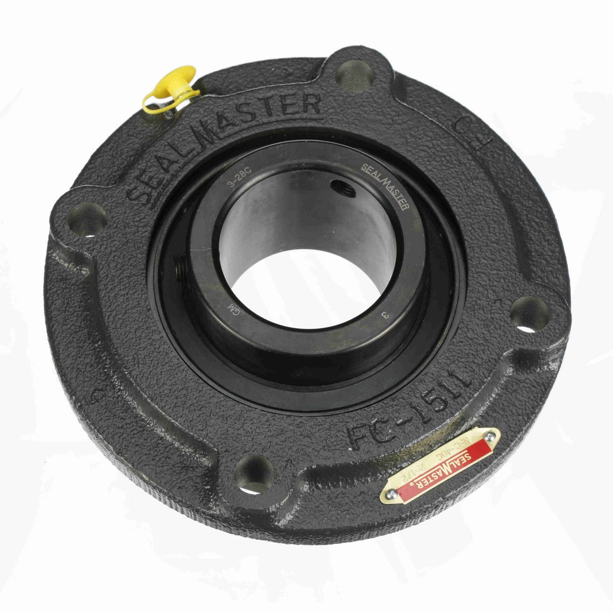 Sealmaster Mounted Cast Iron Flange Cartridge Ball Bearing - 52100 Bearing Steel, Black Oxided - Setscrew Lock - MFC-40C