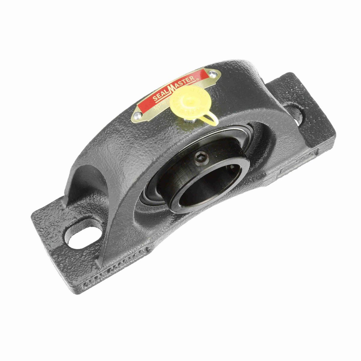 Sealmaster Mounted Cast Iron Two Bolt Pillow Block Ball Bearing - 52100 Bearing Steel, Black Oxided - Setscrew Lock - NP-207