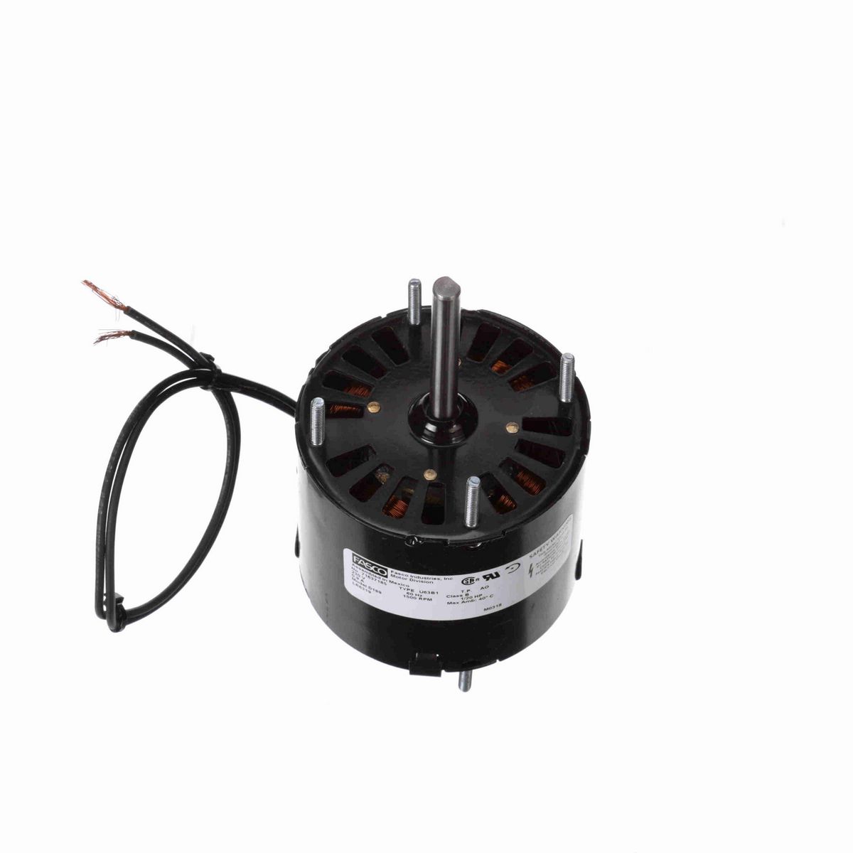 FASCO Fan and Blower Motor, 1/20 HP, 1 Ph, 60 Hz, 230 V, 1500 RPM, 1 Speed, 3.3" Diameter, OAO - D189