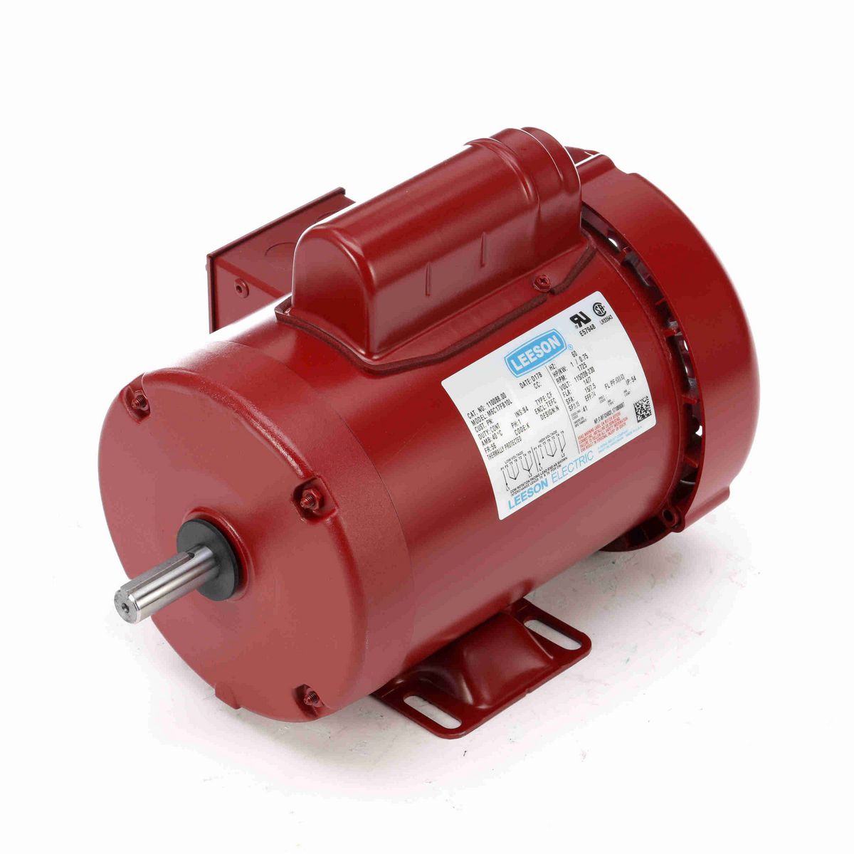 LEESON Agricultural Motor, 1 HP, 1 Ph, 60 Hz, 115/230 V, 1800 RPM, 56 Frame, TEFC - 110088.00