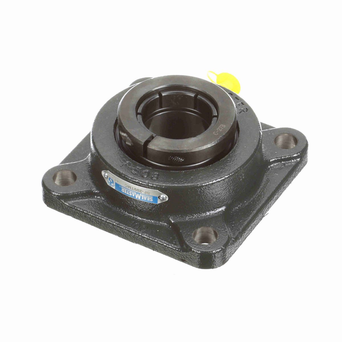 Sealmaster Mounted Cast Iron Four Bolt Flange Ball Bearing - 52100 Bearing Steel, Black Oxided - Concentric Lock - SF-209TMC