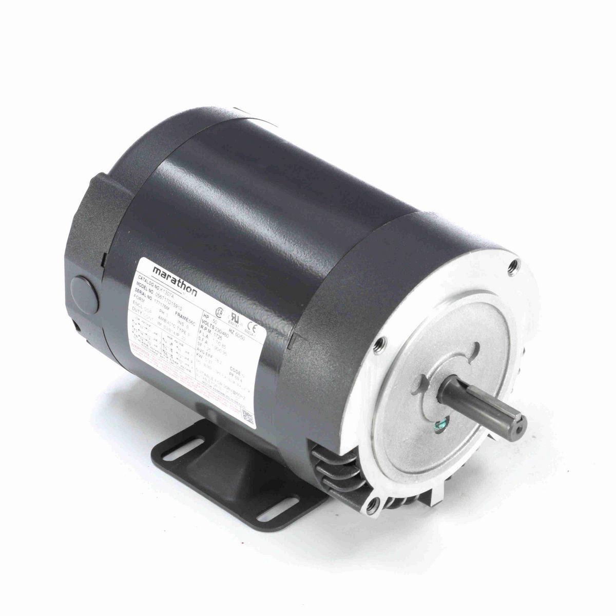 LEESON General Purpose Motor, 0.50 & 0.33 HP, 3 Ph, 60 & 50 Hz, 230/460 & 190/380 V, 1800 & 1500 RPM, 56C Frame, DP - K1307A