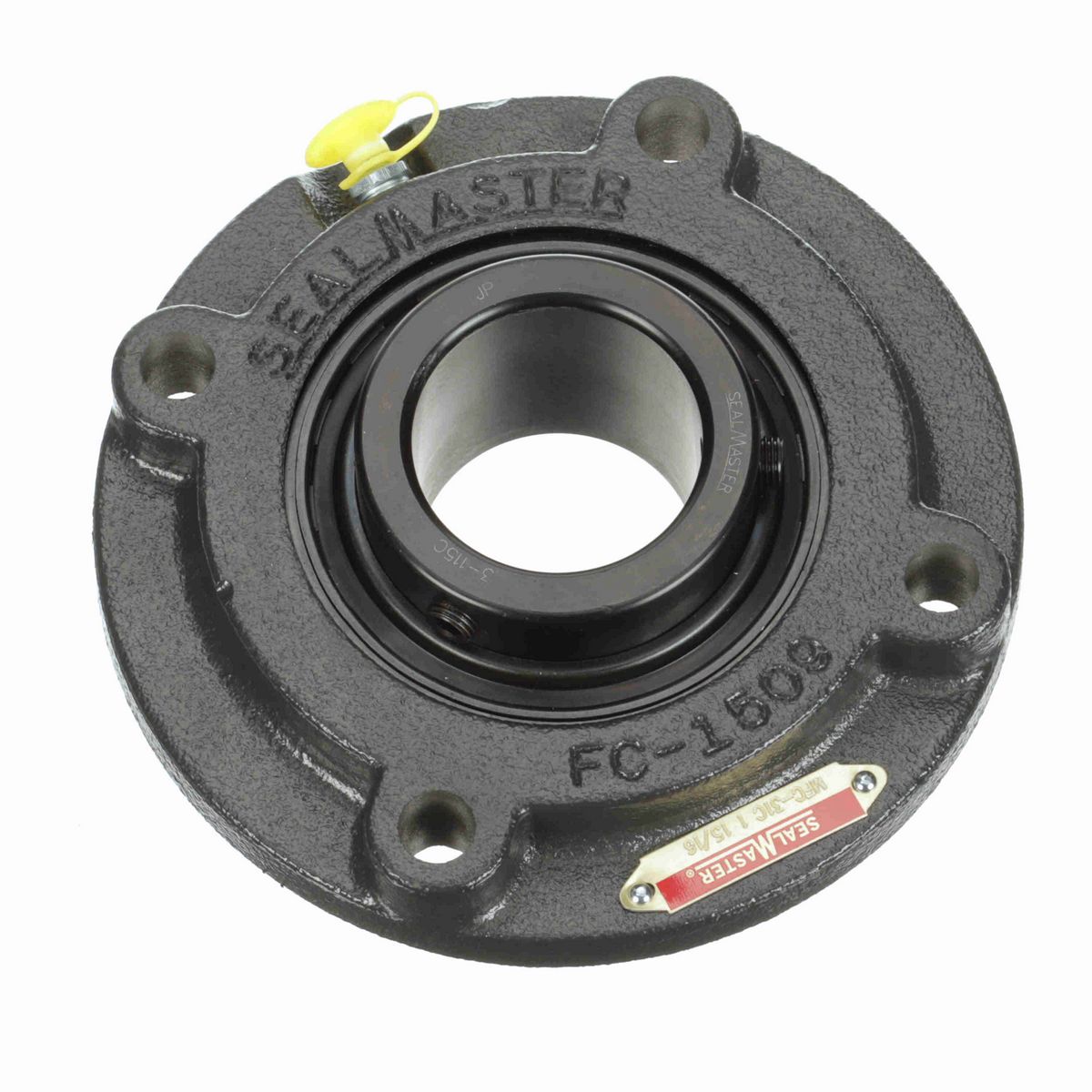 Sealmaster Mounted Cast Iron Flange Cartridge Ball Bearing - 52100 Bearing Steel, Black Oxided - Setscrew Lock - MFC-31C