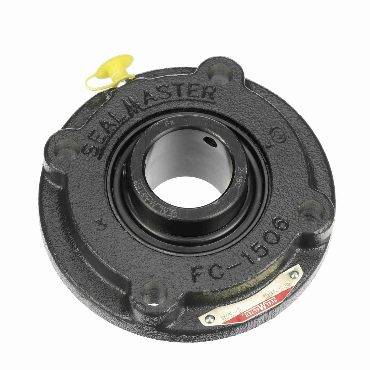 Sealmaster Mounted Cast Iron Flange Cartridge Ball Bearing - 52100 Bearing Steel, Black Oxided - Setscrew Lock - SFC-24C
