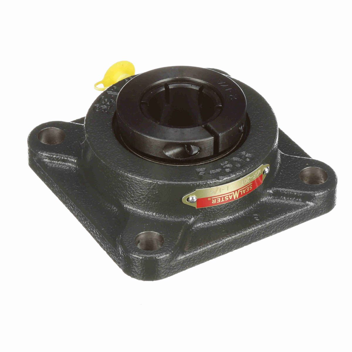 Sealmaster Mounted Cast Iron Four Bolt Flange Ball Bearing - 52100 Bearing Steel, Black Oxided - Concentric Lock - MSF-20T