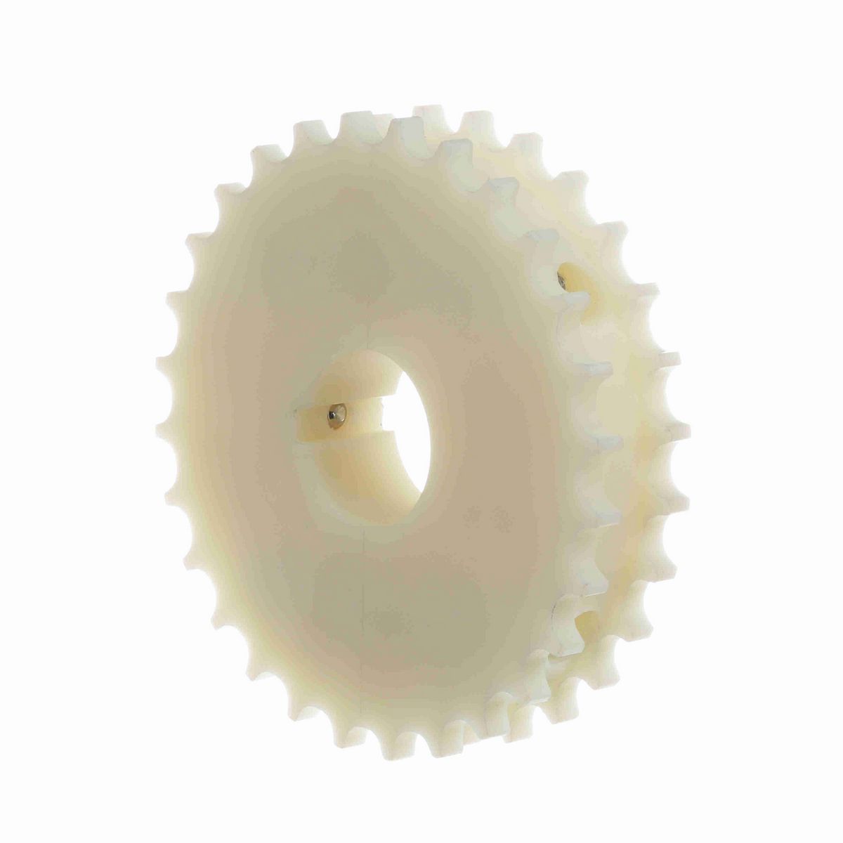 System Plast 2120 Series Split Machined Sprocket with 28 Teeth, a 1-1/4in Round Shaft-Ready Bore and Setscrew - 2120-28R1.25-DMS-SS