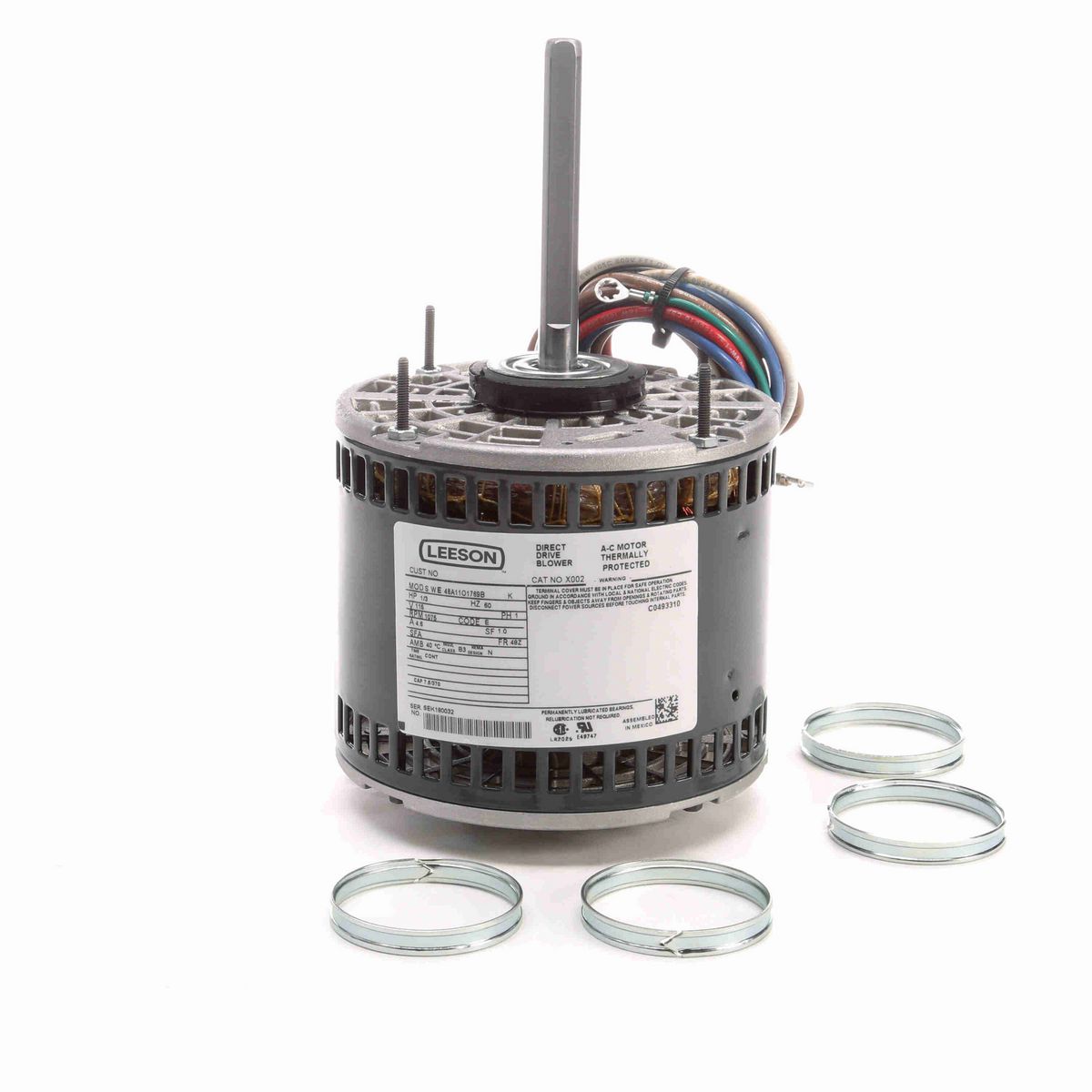 LEESON Fan and Blower Motor, 0.33 HP, 1 Ph, 60 Hz, 115 V, 1200 RPM, 48Z Frame, OPAO - X002