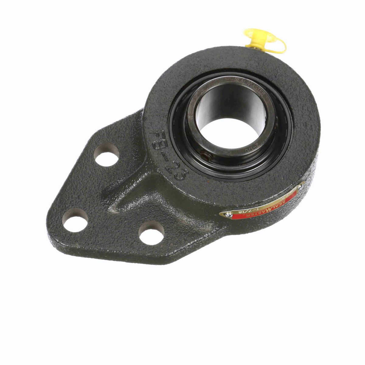 Sealmaster Mounted Cast Iron Three Bolt Flange Bracket Ball Bearing - 52100 Bearing Steel, Black Oxided - Setscrew Lock - FB-23C