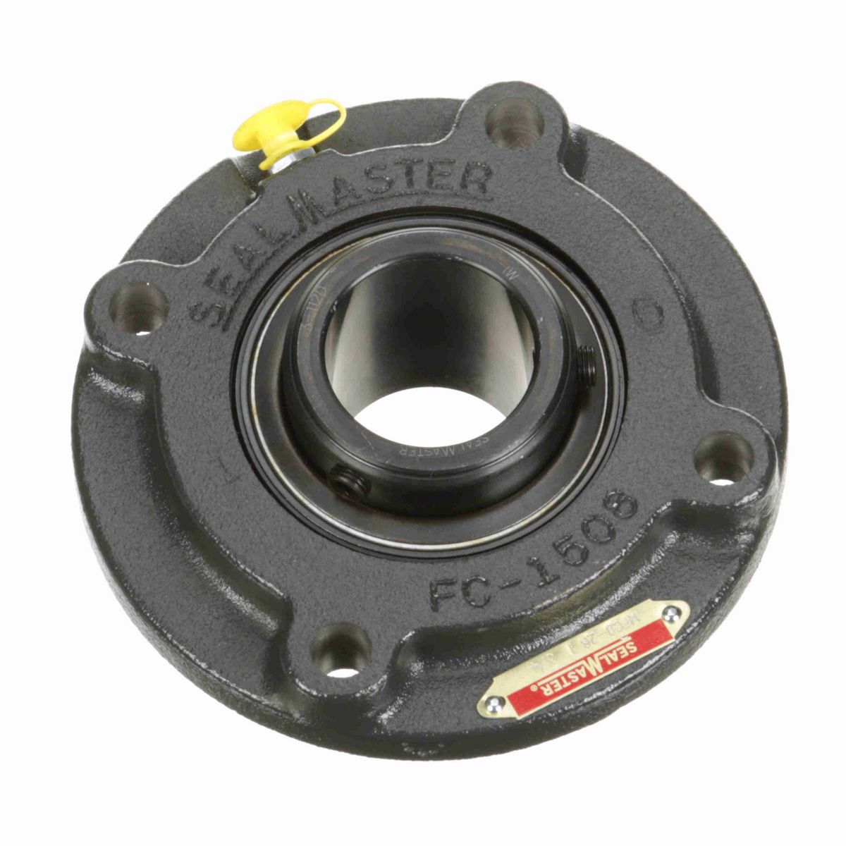 Sealmaster Mounted Cast Iron Flange Cartridge Ball Bearing - 52100 Bearing Steel, Black Oxided - Double Setscrew Lock - MFCD-28