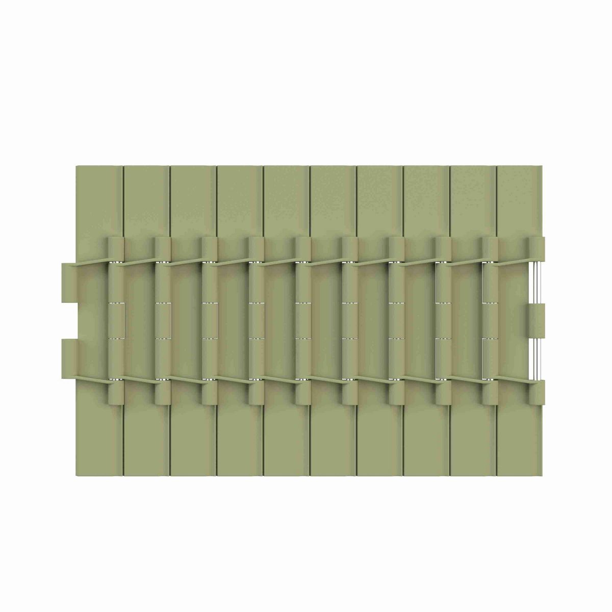 Rexnord 821 Straight Running Solid Top, Material: Green Abrasion Resistant Polyamide, Width: 10in, Pitch: 1.5in - 81431772