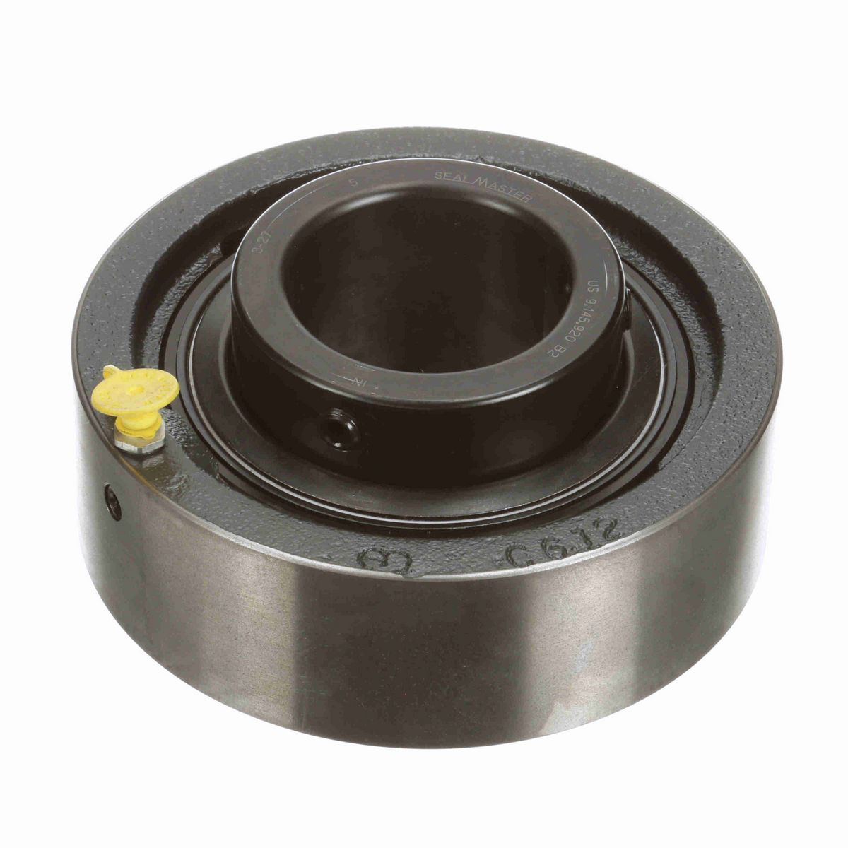Sealmaster Mounted Cast Iron Cylindrical Cartridge Ball Bearing - 52100 Bearing Steel, Black Oxided - Setscrew Lock - MSC-39