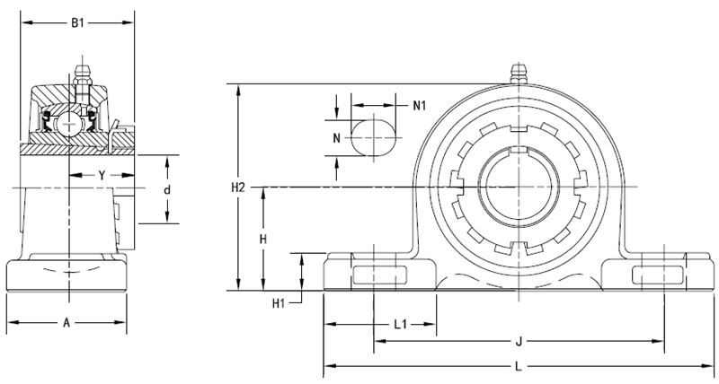 Bearing Unit - Adapter Sleeve UKP216 - HE2316, UKP 200 Pillow Block Mounted Bearings - Adapter Sleeve Locking