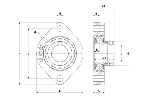 Фланцевый подшипниковый узел SNR ESFD206-18T20