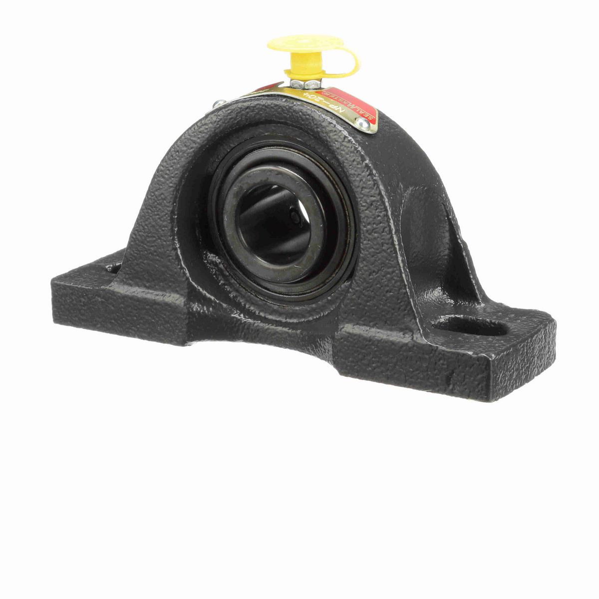 Sealmaster Mounted Cast Iron Two Bolt Pillow Block Ball Bearing - 52100 Bearing Steel, Black Oxided - Setscrew Lock - NP-204