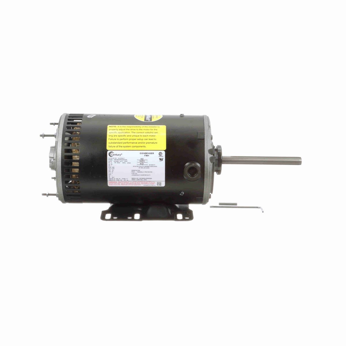 Century JuggerNaut® Condenser Fan Motor, 1 HP, 3 Ph, 60 Hz, 575 V, 900 RPM, 56HZ Frame, OPAO - 5H1053AV1