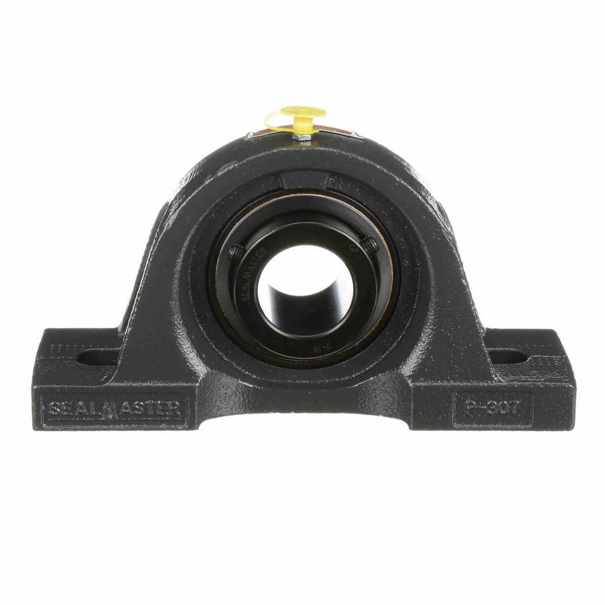 Sealmaster Mounted Cast Iron Two Bolt Pillow Block Ball Bearing - 52100 Bearing Steel, Black Oxided - Setscrew Lock - MP-24