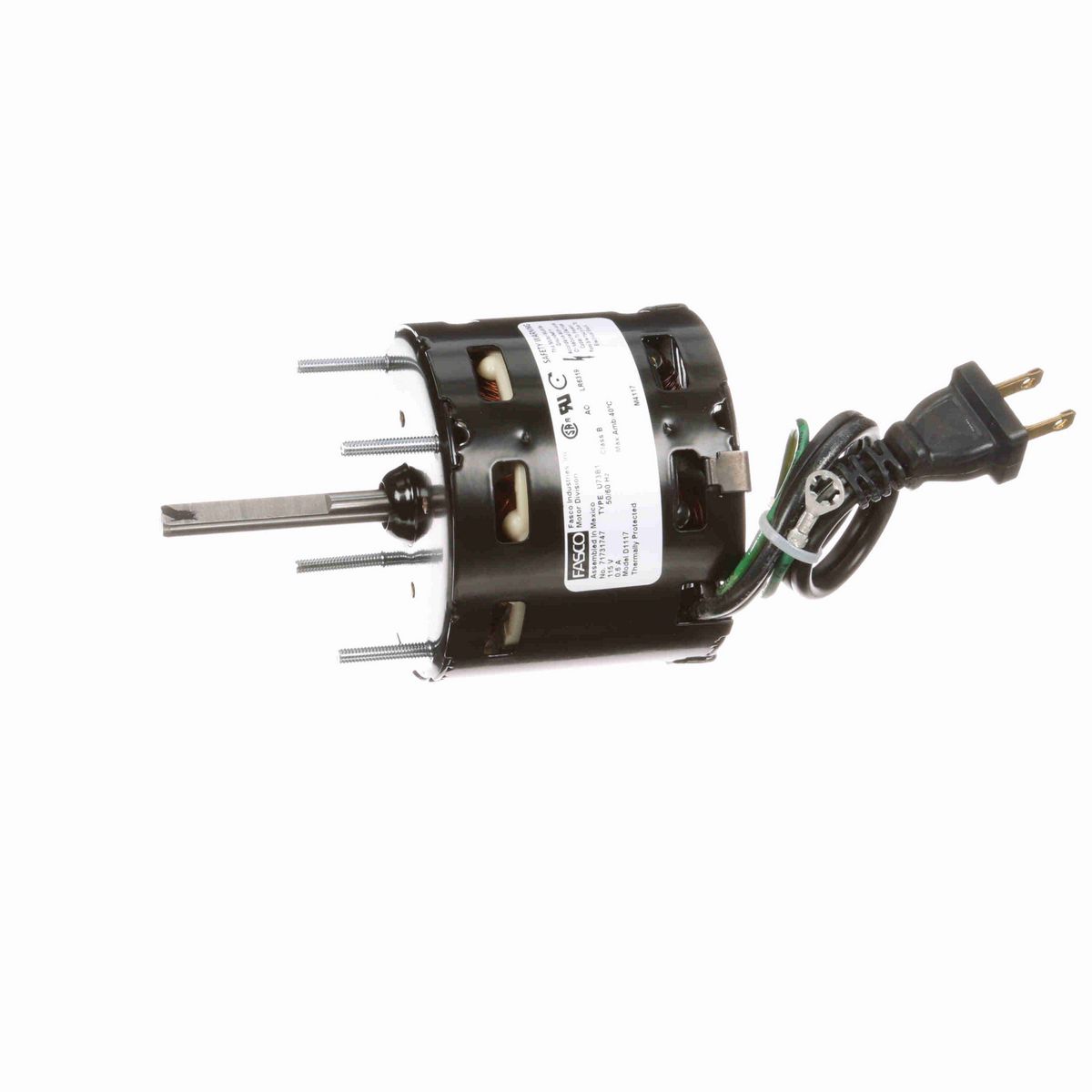 FASCO OEM Replacement Motor, 1/65 HP, 1 Ph, 60 Hz, 115 V, 1590 RPM, 1 Speed, 3.3" Diameter, OAO - D1117