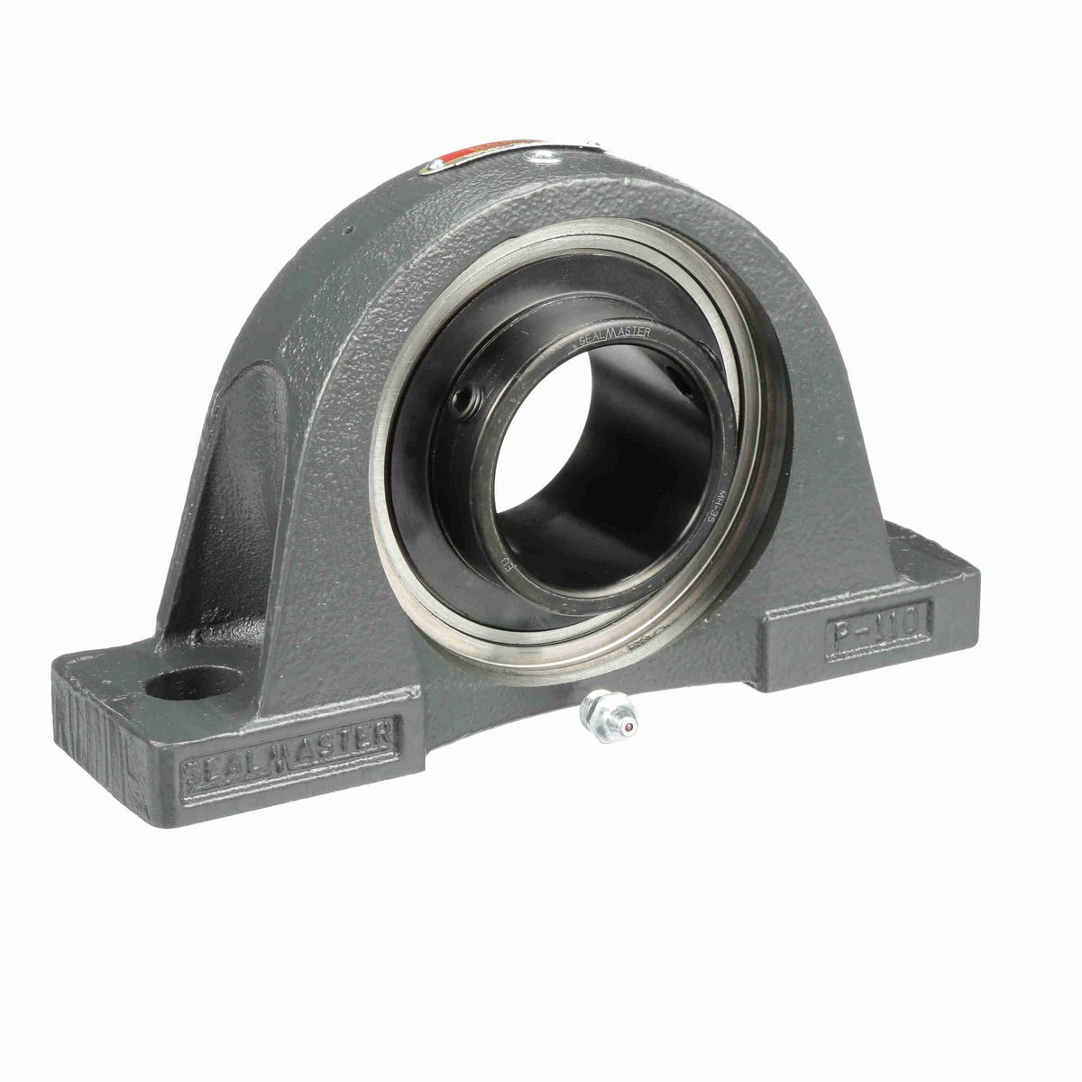 Sealmaster Mounted Cast Iron Two Bolt Pillow Block Ball Bearing - 52100 Bearing Steel, Black Oxided - Setscrew Lock - NPMH-35