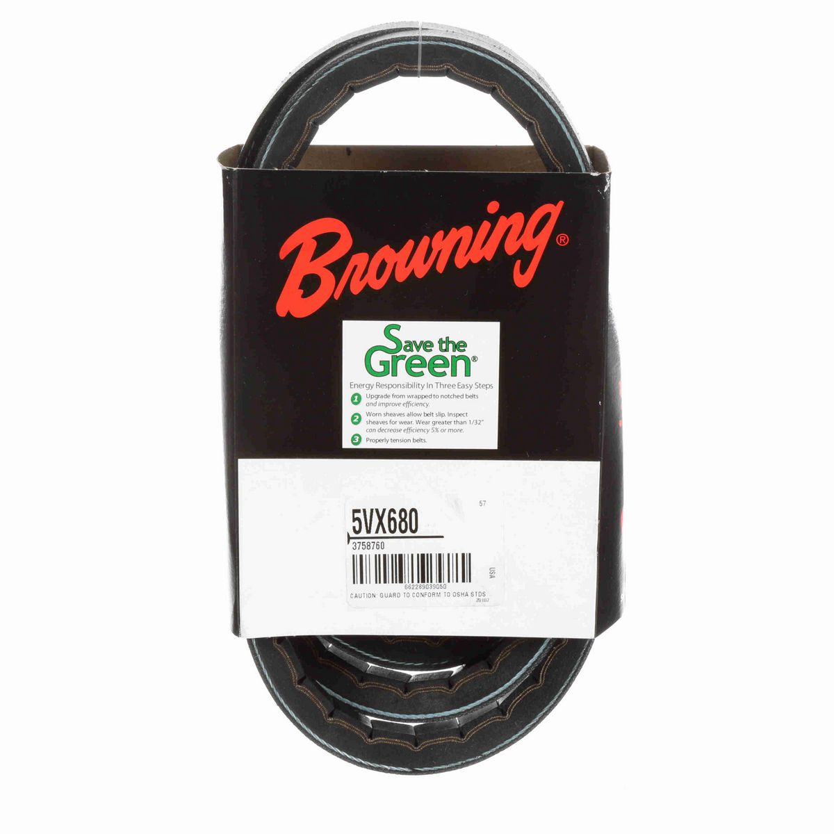 Browning EPDM Notched Belt 98% Efficient - 5VX680