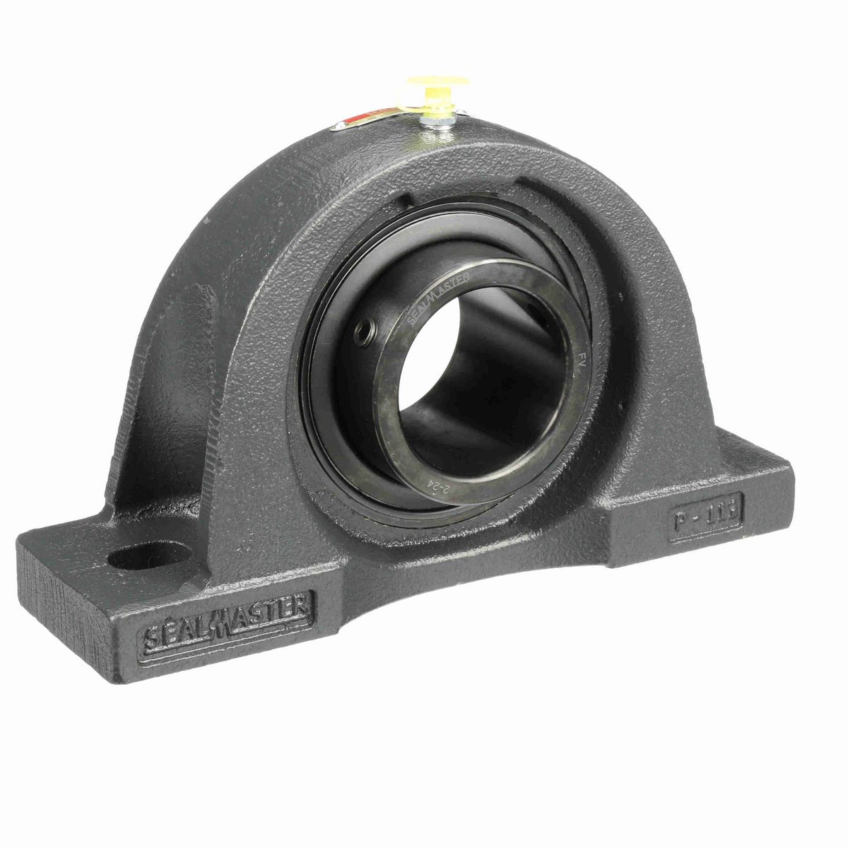 Sealmaster Mounted Cast Iron Two Bolt Pillow Block Ball Bearing - 52100 Bearing Steel, Black Oxided - Setscrew Lock - NP-36