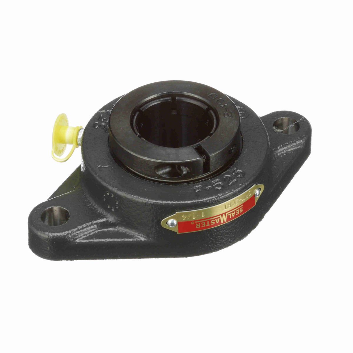 Sealmaster Mounted Cast Iron Two Bolt Flange Ball Bearing - 52100 Bearing Steel, Black Oxided - Concentric Lock - SFT-20RT