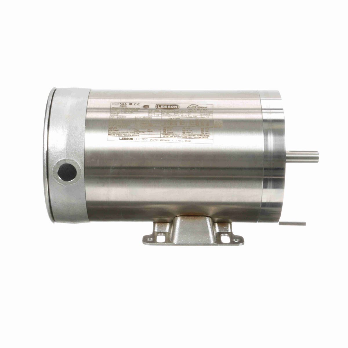 LEESON Extreme Duck® Ultra General Purpose Motor, 1 & 0.75 HP, 3 Ph, 60 & 50 Hz, 230/460 & 190/380 V, 1800 & 1500 RPM, 56C Frame, TENV - 119975.00