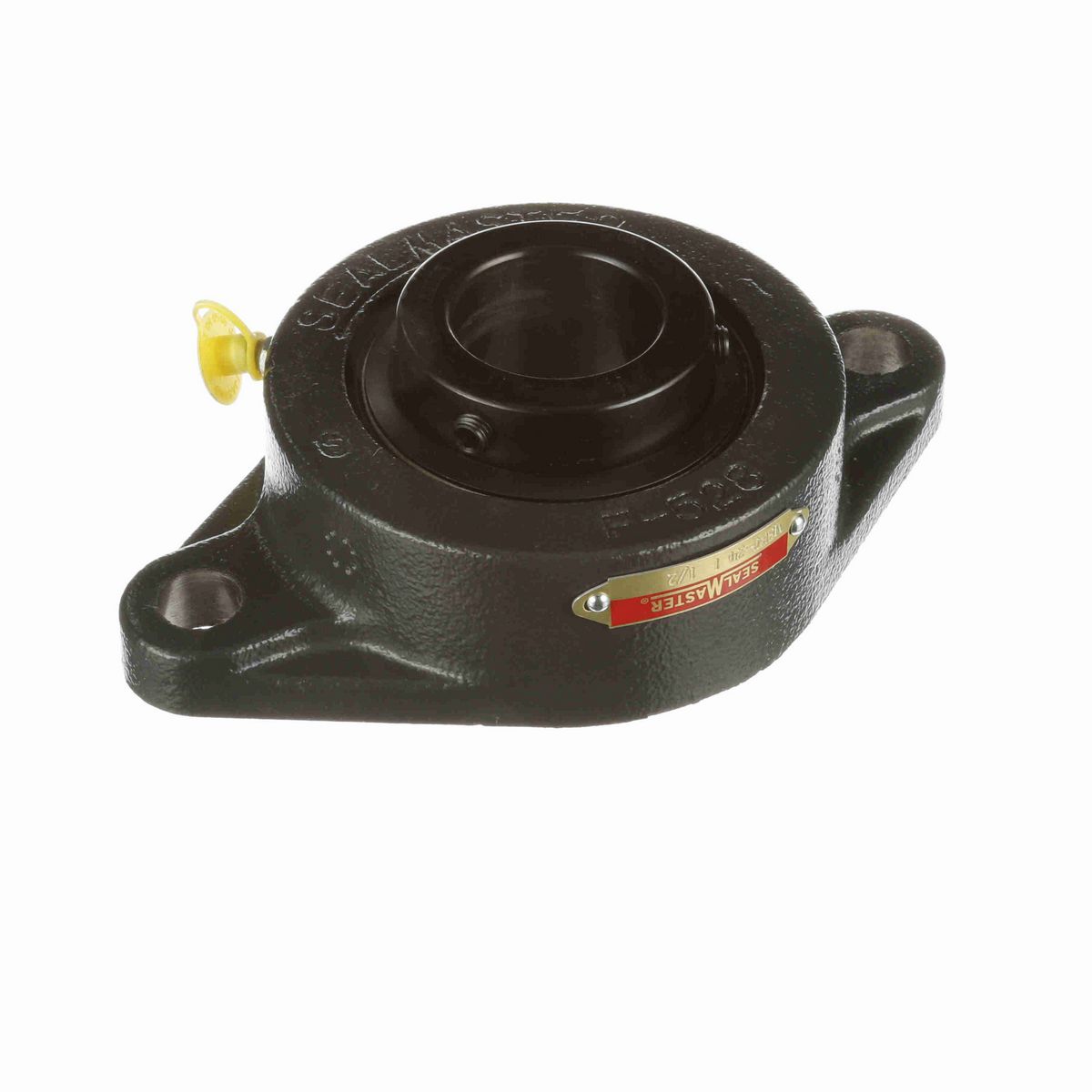 Sealmaster Mounted Cast Iron Two Bolt Flange Ball Bearing - 52100 Bearing Steel, Black Oxided - Setscrew Lock - MSFT-24