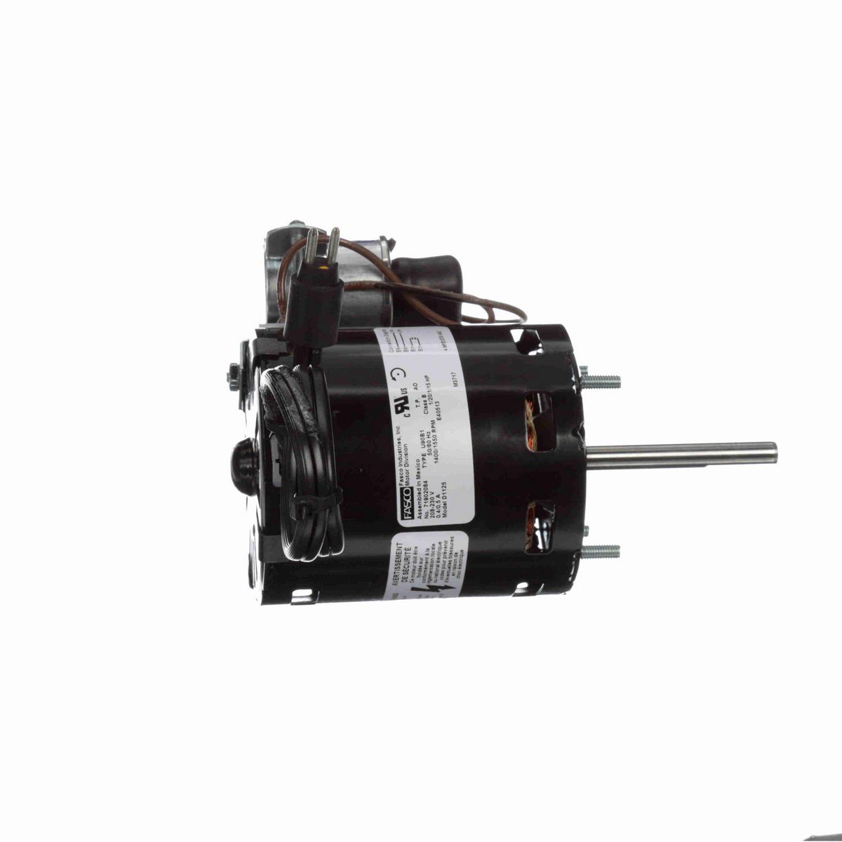 FASCO OEM Replacement Motor, 1/20 / 1/15 HP, 1 Ph, 50/60 Hz, 208-230 V, 1400/1550 RPM, 1 Speed, 3.3" Diameter, OAO - D1125