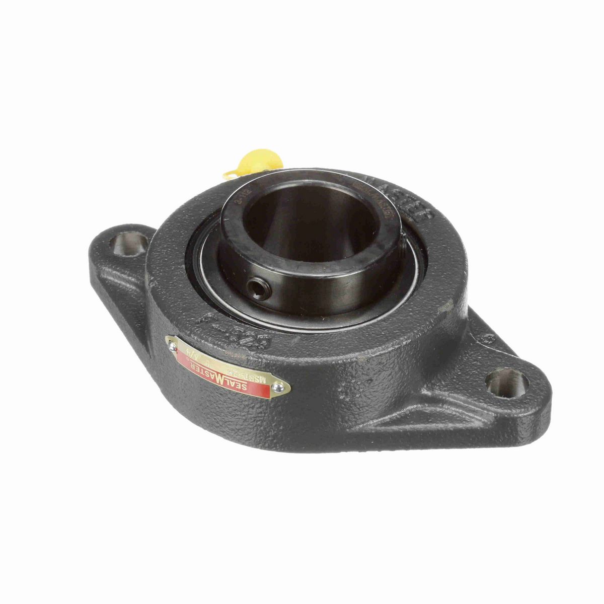 Sealmaster Mounted Cast Iron Two Bolt Flange Ball Bearing - 52100 Bearing Steel, Black Oxided - Setscrew Lock - MSFT-28