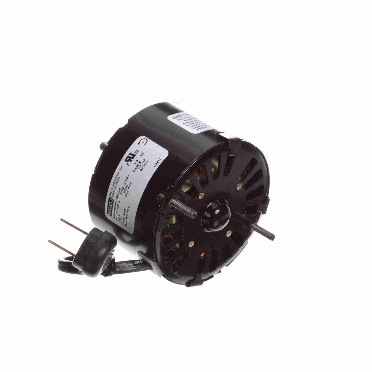 FASCO OEM Replacement Motor, 1/45 HP, 1 Ph, 60 Hz, 120 V, 1625 RPM, 1 Speed, 3.3" Diameter, OAO - D632