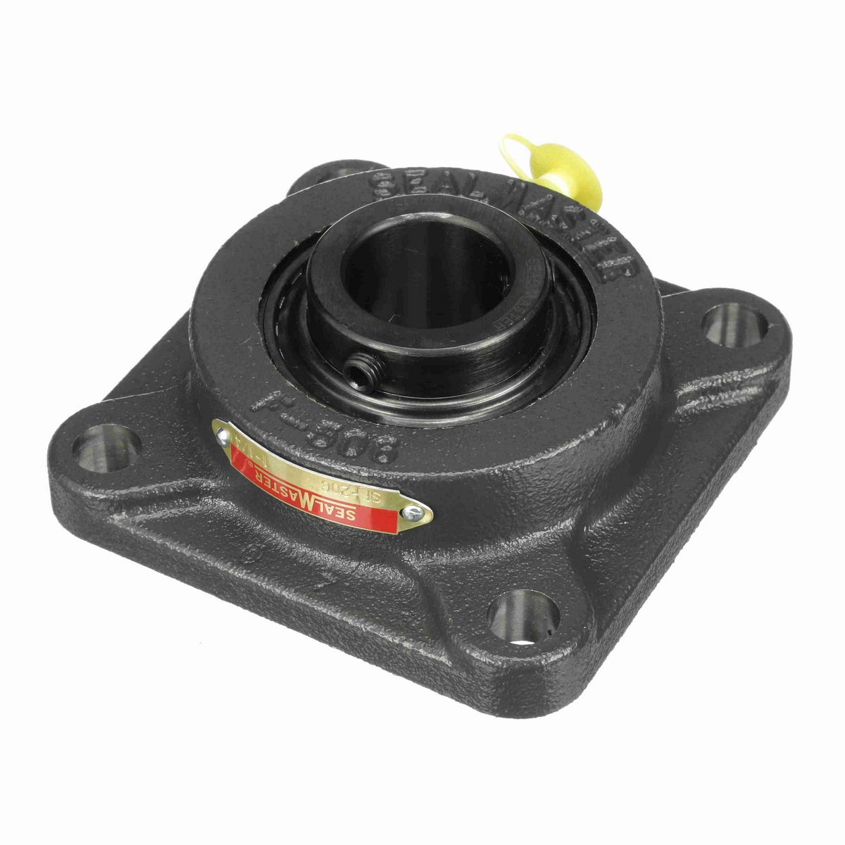 Sealmaster Mounted Cast Iron Four Bolt Flange Ball Bearing - 52100 Bearing Steel, Black Oxided - Setscrew Lock - SF-20C