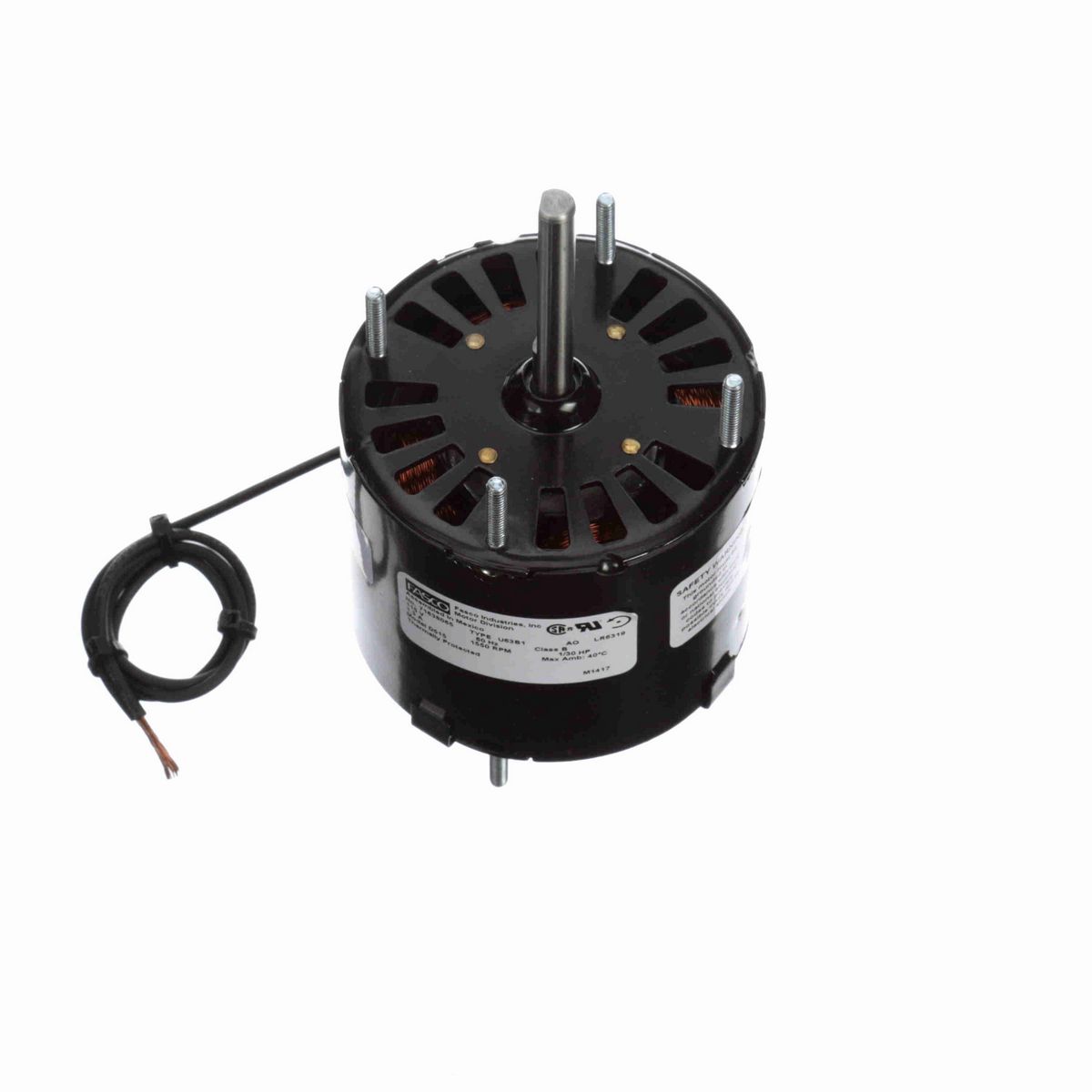 FASCO Fan and Blower Motor, 1/30 HP, 1 Ph, 60 Hz, 115 V, 1550 RPM, 1 Speed, 3.3" Diameter, OAO - D515