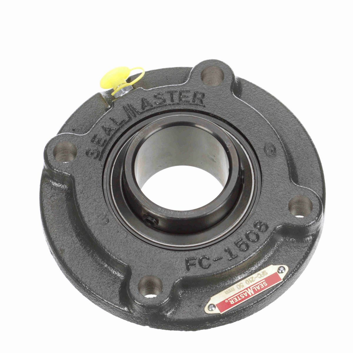 Sealmaster Mounted Cast Iron Flange Cartridge Ball Bearing - 52100 Bearing Steel, Black Oxided - Setscrew Lock - SFC-210