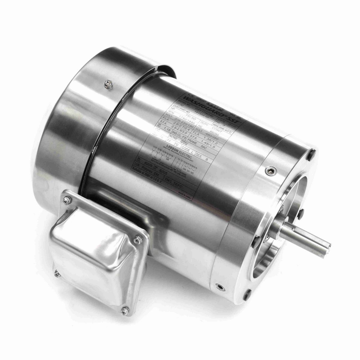 LEESON SST Duck™ General Purpose Motor, 0.75 HP, 3 Ph, 60 Hz, 208-230/460 V, 1800 RPM, 56C Frame, TEFC - 191508.00
