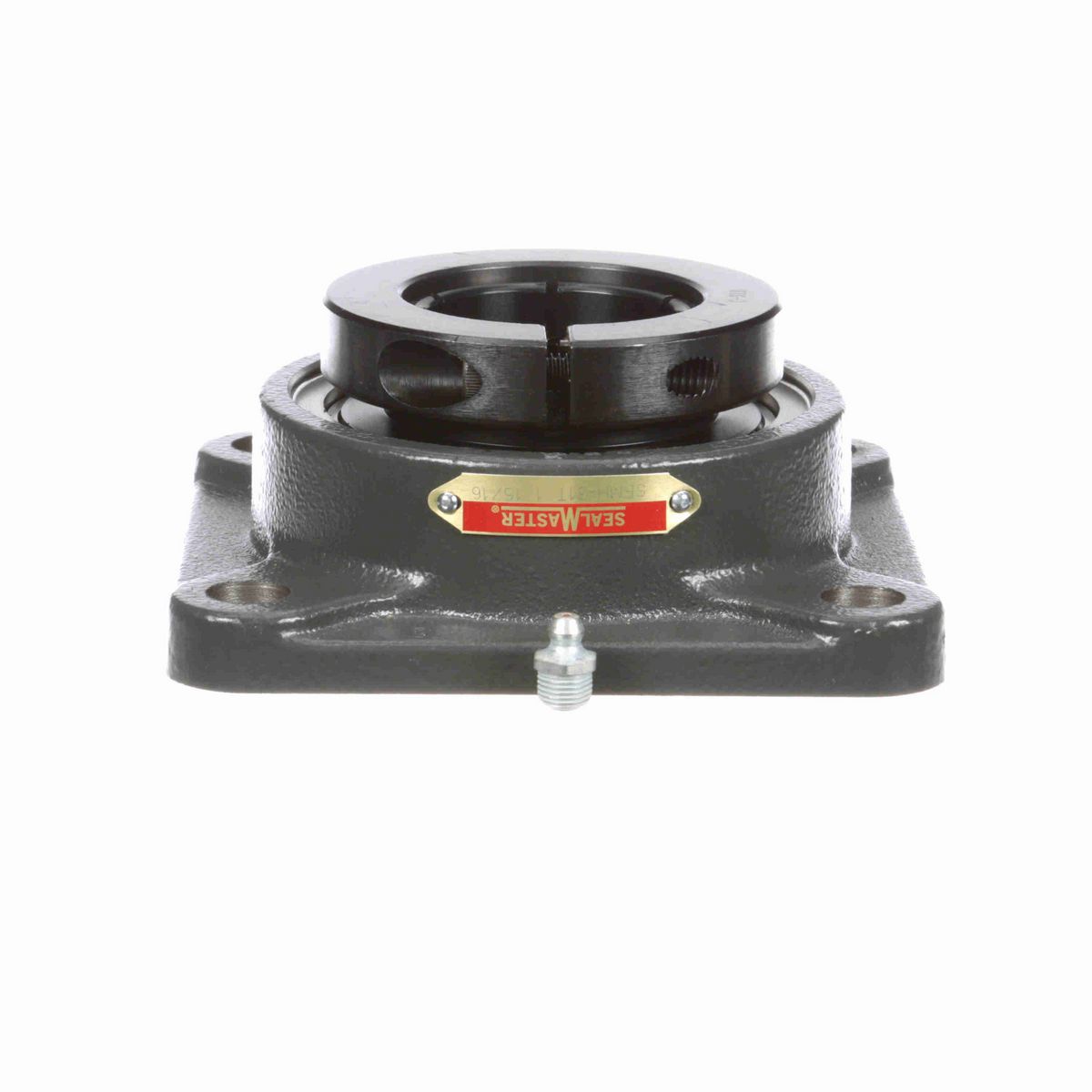 Sealmaster Mounted Cast Iron Four Bolt Flange Ball Bearing - 52100 Bearing Steel, Black Oxided - Concentric Lock - SFMH-31T