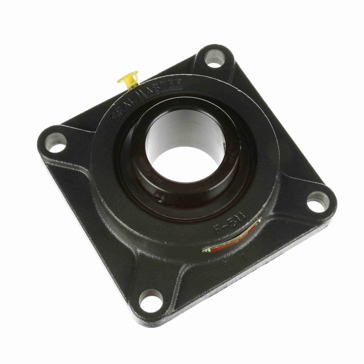 Sealmaster Mounted Cast Iron Four Bolt Flange Ball Bearing - 52100 Bearing Steel, Black Oxided - Setscrew Lock - MSF-320