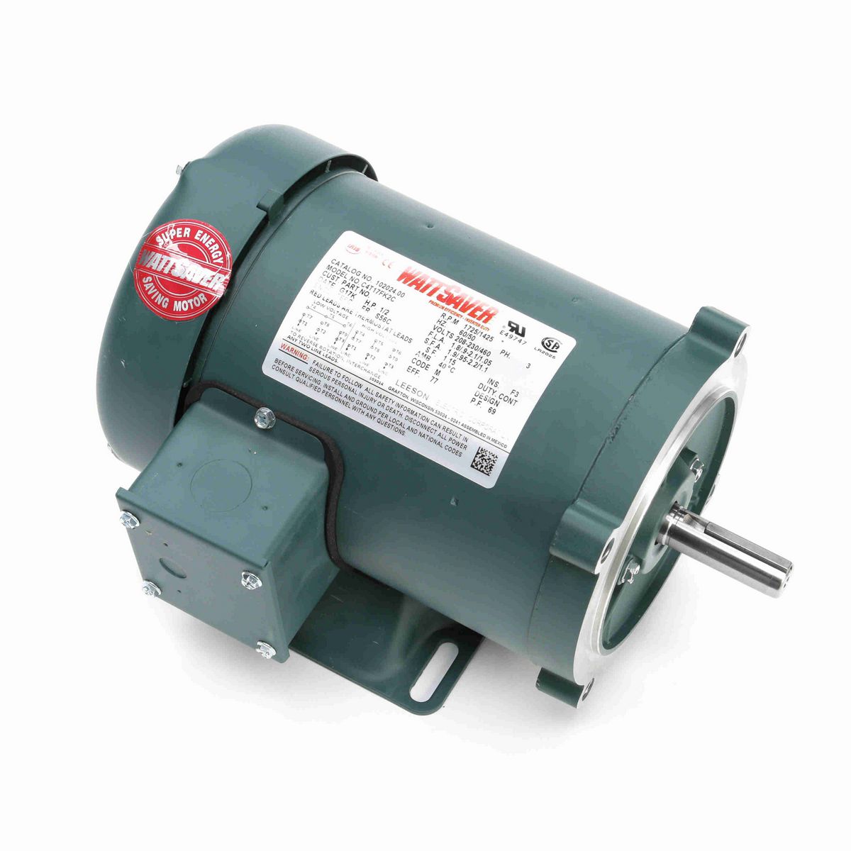 LEESON Speed Ratio Motor, 0.17 HP, 3 Ph, 60 Hz, 115/230 V, 1800 RPM, 48C Frame, TEFC - 102792.00