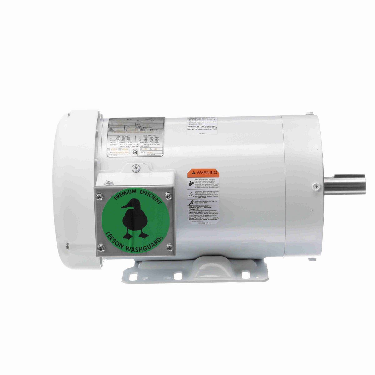 LEESON White Duck™ General Purpose Motor, 2 & 1.50 HP, 3 Ph, 60 & 50 Hz, 230/460 & 190/380 V, 1800 & 1500 RPM, 145TC Frame, TEFC - 121868.00