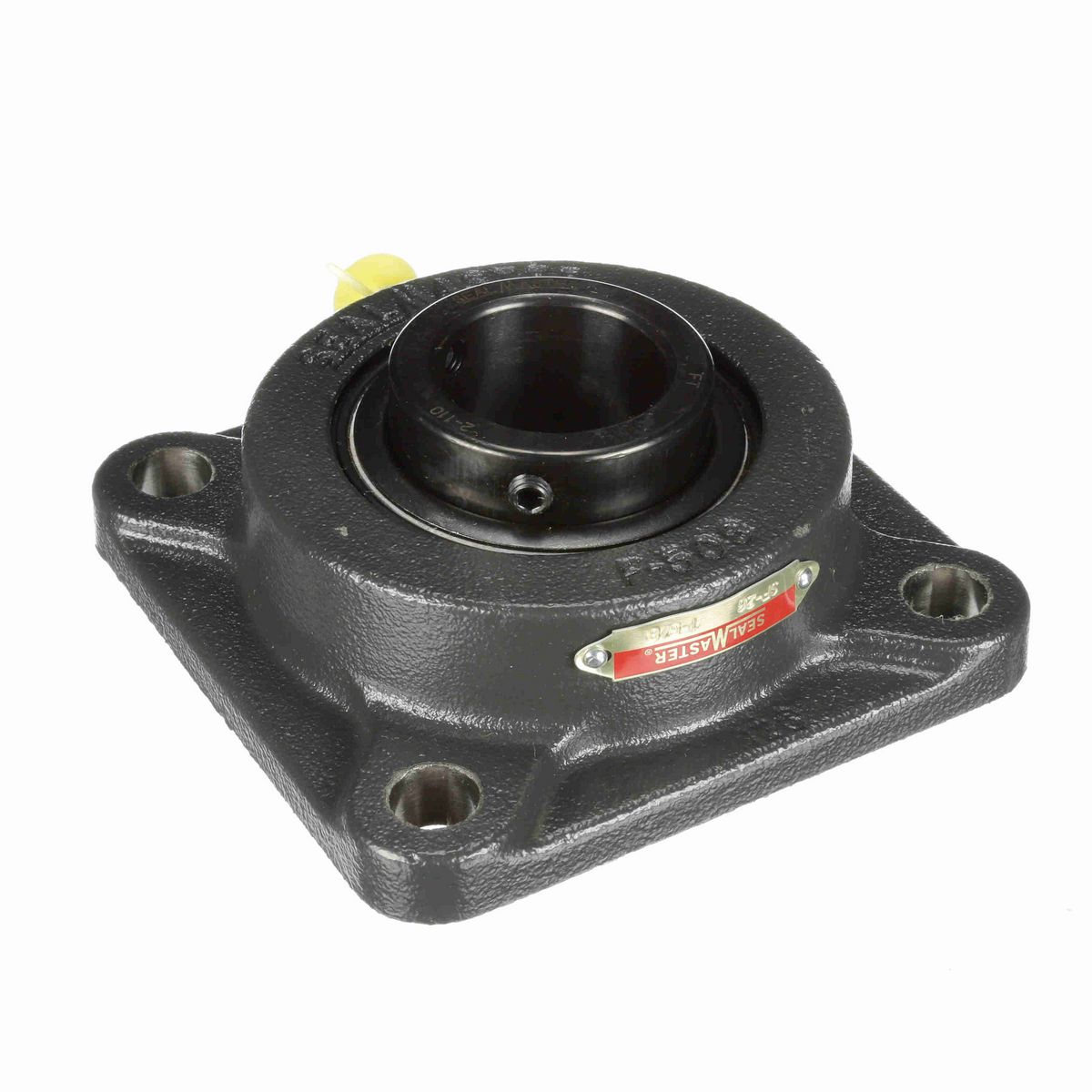 Sealmaster Mounted Cast Iron Four Bolt Flange Ball Bearing - 52100 Bearing Steel, Black Oxided - Setscrew Lock - SF-26