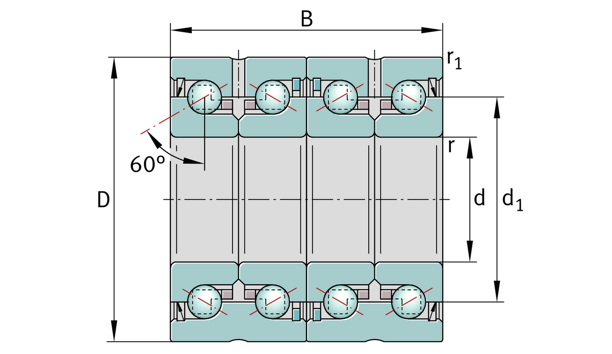 Упорно-радиальный шарикоподшипник INA ZKLN2052-2RS-2AP-XL (ZKLN 2052.2RS 2AP, ZKLN2052-2RS-2AP)