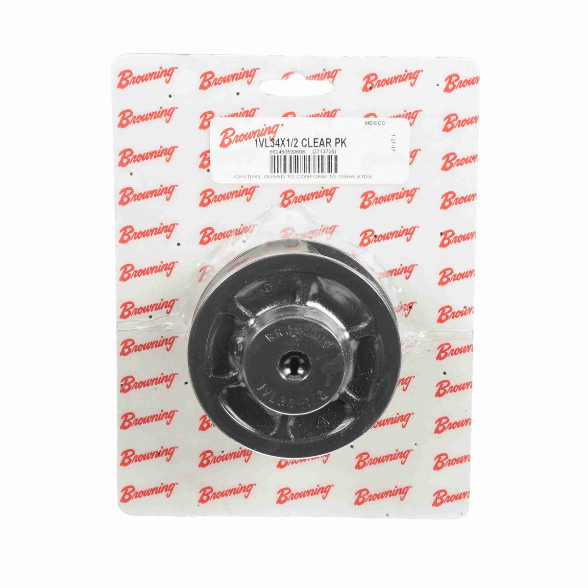 Browning 1 Groove Cast Iron Finish Bore FHP Variable Pitch Sheave Clear Pack - 1VL34X1/2 CLEAR PK