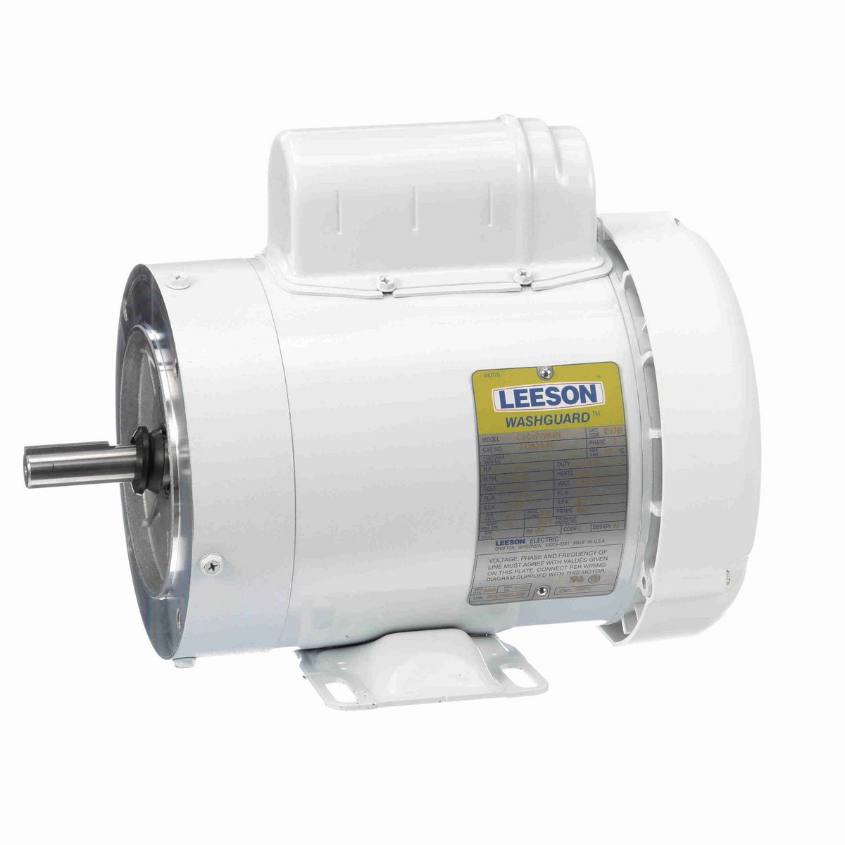 LEESON White Duck™ General Purpose Motor, 0.75 HP, 1 Ph, 60 Hz, 115/230 V, 1800 RPM, 56C Frame, TEFC - 112528.00