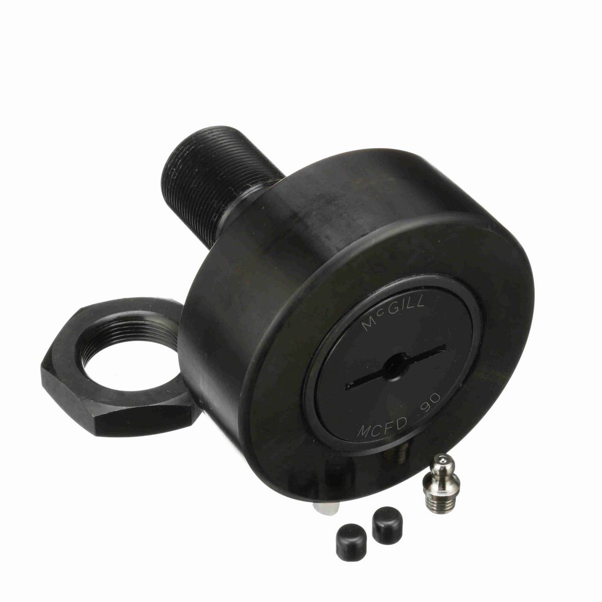 Опорный ролик с цапфой McGill CAMROL MCFD 90, бочкообразный, повышенной грузоподъемности, со щитком, со шлицем под отвёртку, метрический